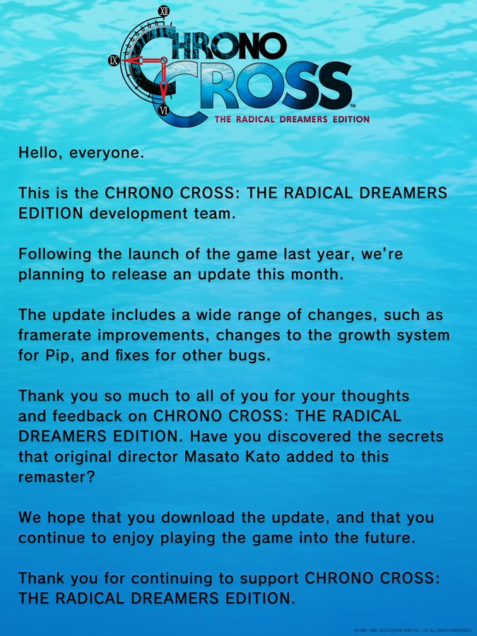 Chrono Cross was remastered due to fears the original would be