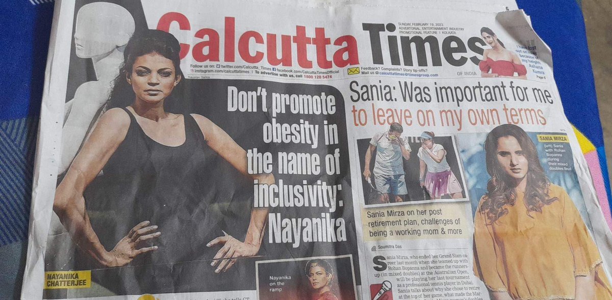 How in the world did this headline make it to publication? A model making such a shocking statement that encourages body shaming and can make people even more insecure about their weight. @Calcutta_Times not done, not done at all. 

#nayanika #beinclusive #bodyshaming