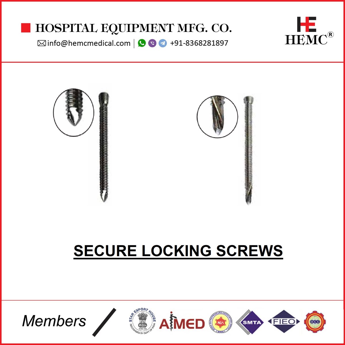 HemcOrtho's tweet image. #securelockingscrews #lockingscrews #screws #ortho #orthopedicscrews #orthopedics #orthopedicimplants #orthopedicinstruments #orthopedicsurgery #orthopedicsurgeon #orthopedic #medicalimplants #orthodontics #orthodontist #india #hemcortho