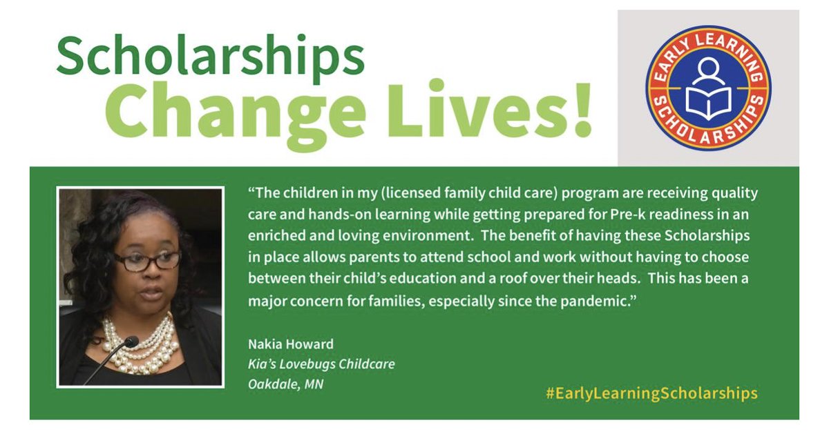 MN4Scholarships's tweet photo. Quality, #ParentAware-rated early lrng can be found in many different settings! Let's help them open their doors to more left-behind kids! #GreatStartMN #mnleg @davepinto @carlieforhouse @WestlinMNSenate @JasonRarick @JuliaEColeman @CarlaNelsonMN @mhwiklund @kdaudt https://t.co/rC7mh1z2wX