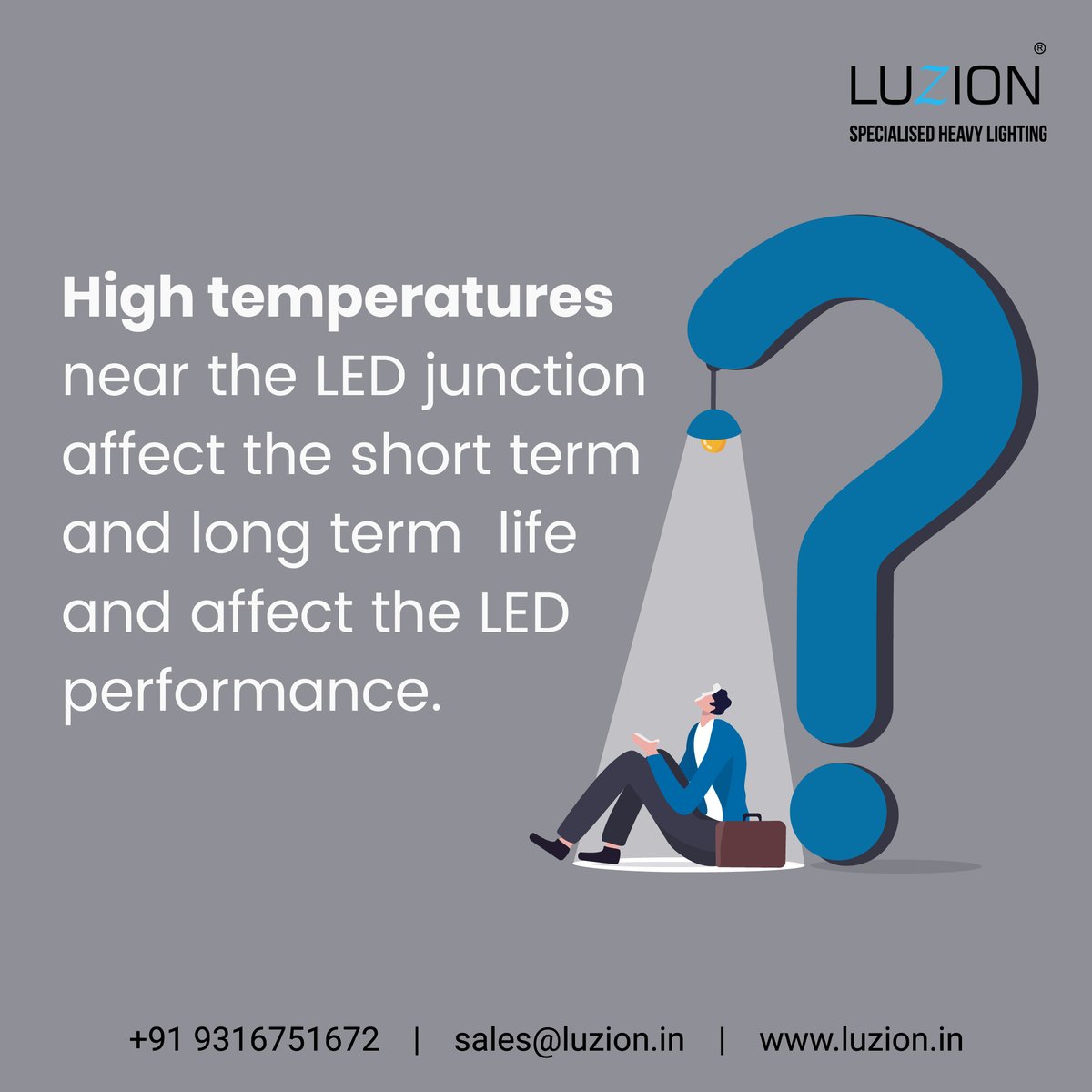 To improve the performance of the LED modules, LED junction temperature should be kept below 65 degree Celsius. 
🔻Certified by R&B CAT III, Military, Railway, ICF, GSECL, EESL
@ luzion.in  

#definition #technical #informative #LEDdrivers #LEDlights #lights