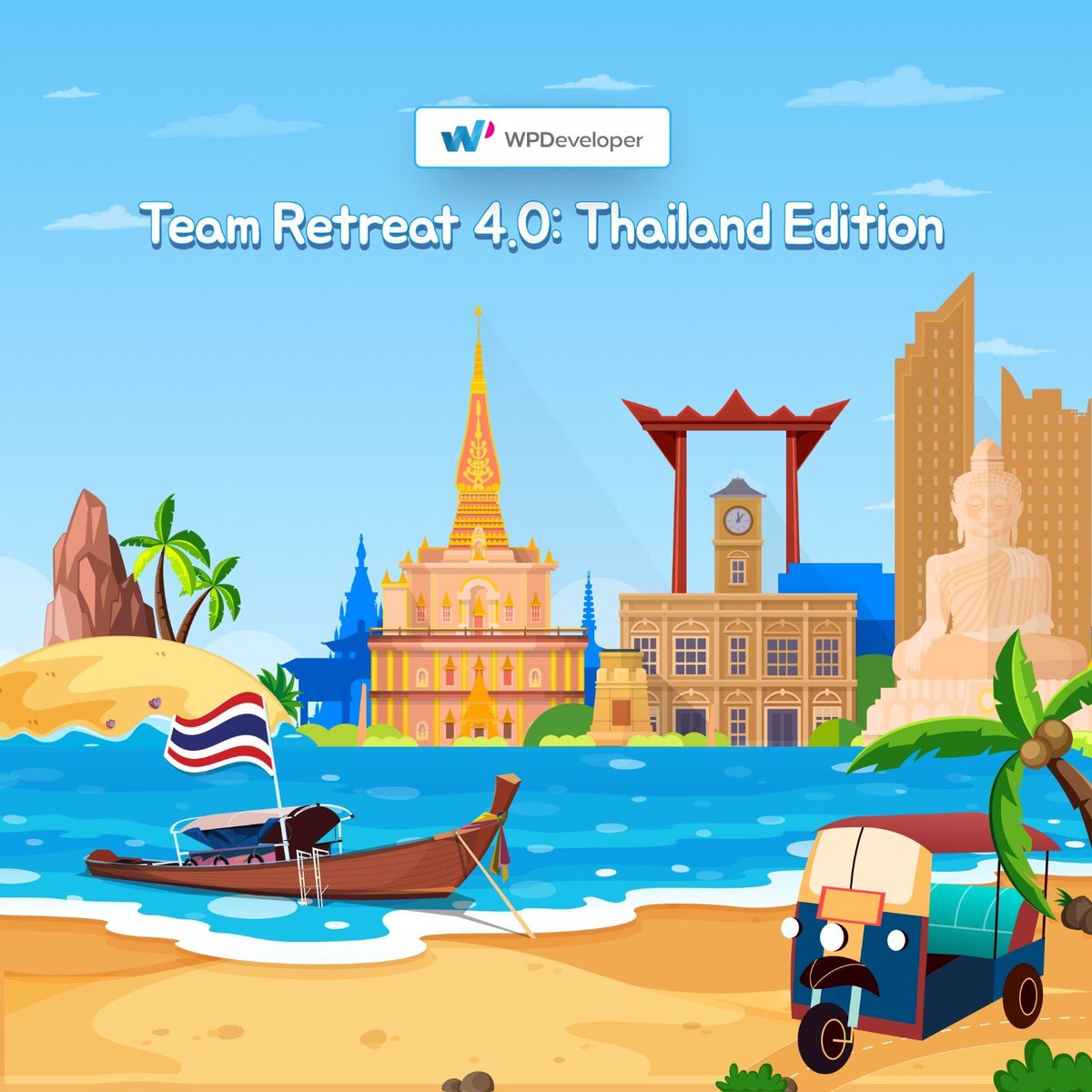 WPDevTeam's tweet image. 🇹🇭 #WPDeveloper Team Retreat 4.0: THAILAND Edition!

With all team members onboard, this time around we&apos;re headed towards Thailand&apos;s royal town, Hua Hin, to explore its glorious beaches, rich history, fun activities and so much more. 🥳

#LifeatWPDeveloper #LoveWPDeveloper