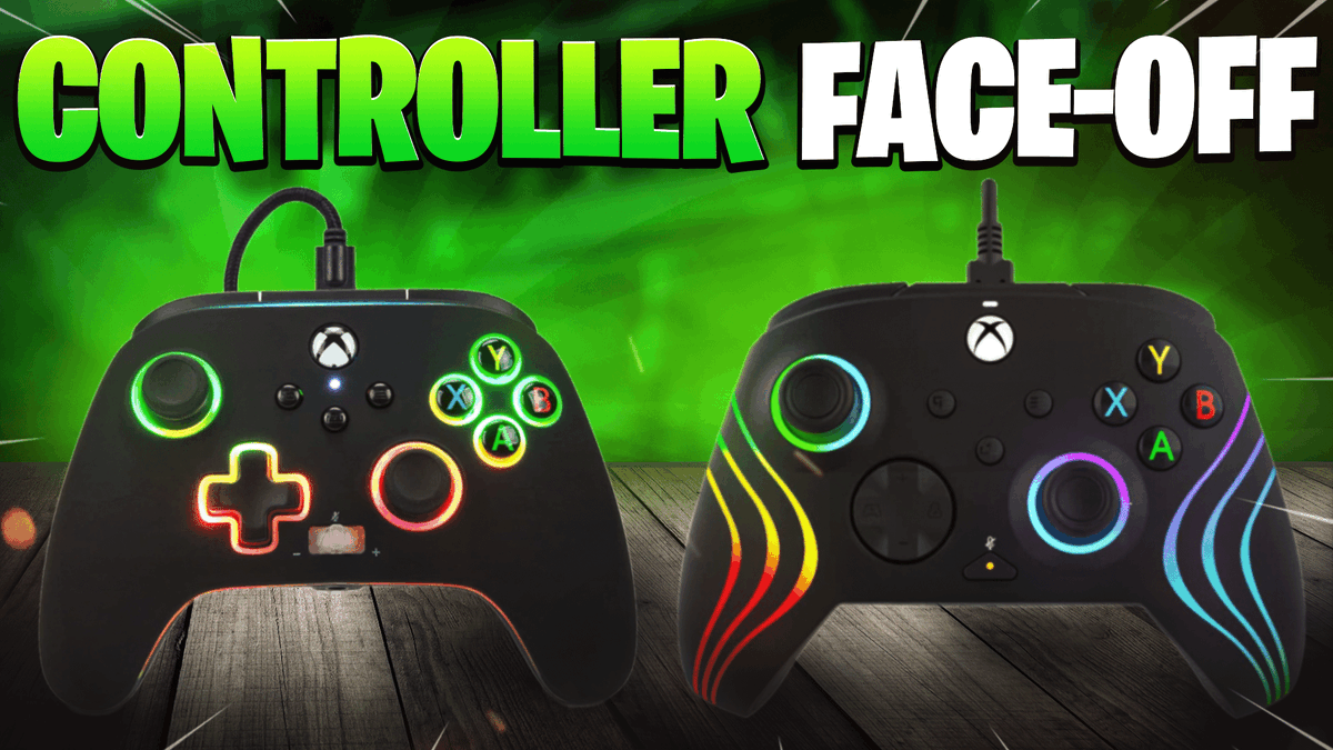 pughsreview's tweet photo. 🎮🔥 Get ready for the ultimate controller showdown! We put the @PDPgaming Afterglow and the @PowerA Spectra Infinity head-to-head to determine which one is the best. 
 #gaming #controller #RGB #Afterglow #SpectraInfinity
https://t.co/u88yxK3xgp https://t.co/6LQhaoBQU3