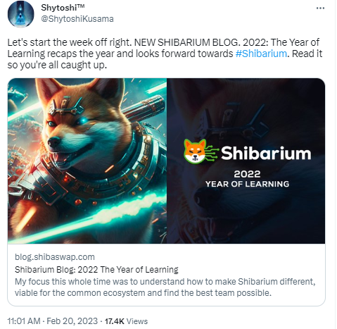 ShibaInuHodler's tweet photo. ⚡#BREAKING

Shytoshi released 2nd blog on #Shibarium! https://t.co/IBk9mWfhl7