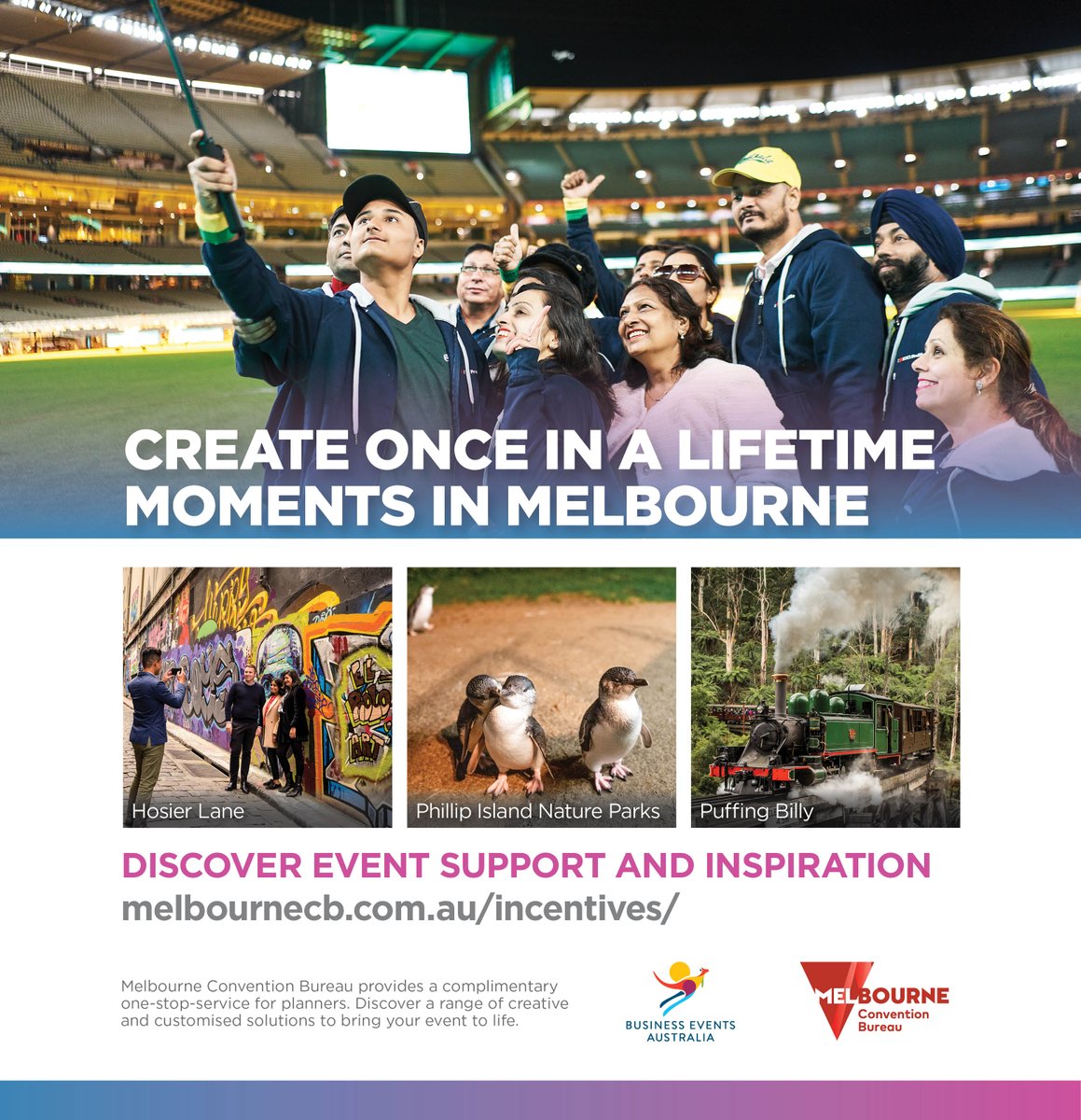 Create once in a lifetime moments in Melbourne.
Discover event support and inspiration here : bit.ly/3J1f11T
#melbourne