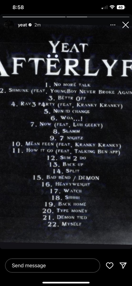 JrMoneyGetting's tweet photo. no way yeat featured the talking ben app on the album 😭 https://t.co/sC5WcLatzC