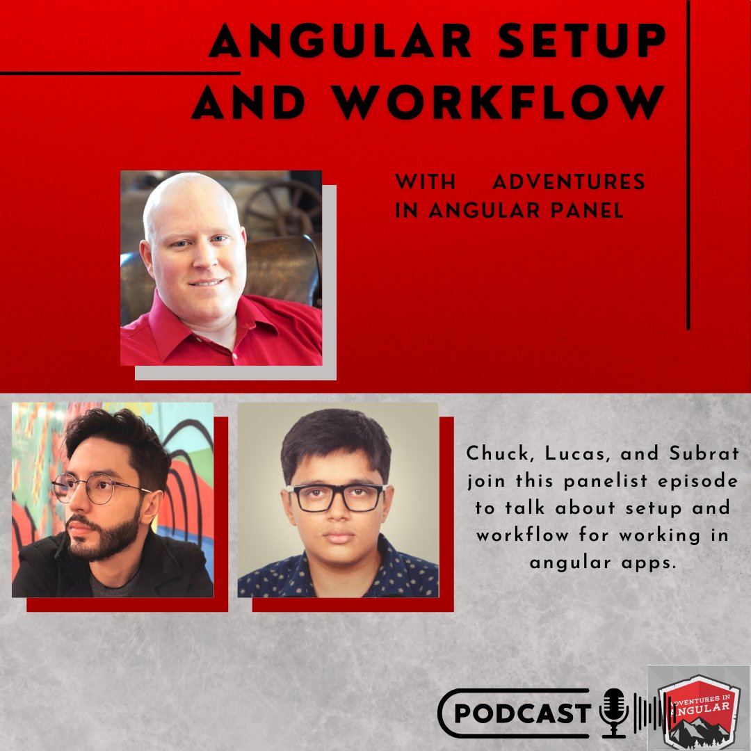 Check out this week's episode of #AdventuresInAngular with <a href="/cmaxw/">Charles Max Wood | chuck@topenddevs.social</a>, <a href="/LucasPaganini/">Lucas Paganini</a> and <a href="/subrat_msr/">Subrat Kumar Mishra</a>

#AiA: Angular Setup And Workflow

rfr.bz/t5kc61m