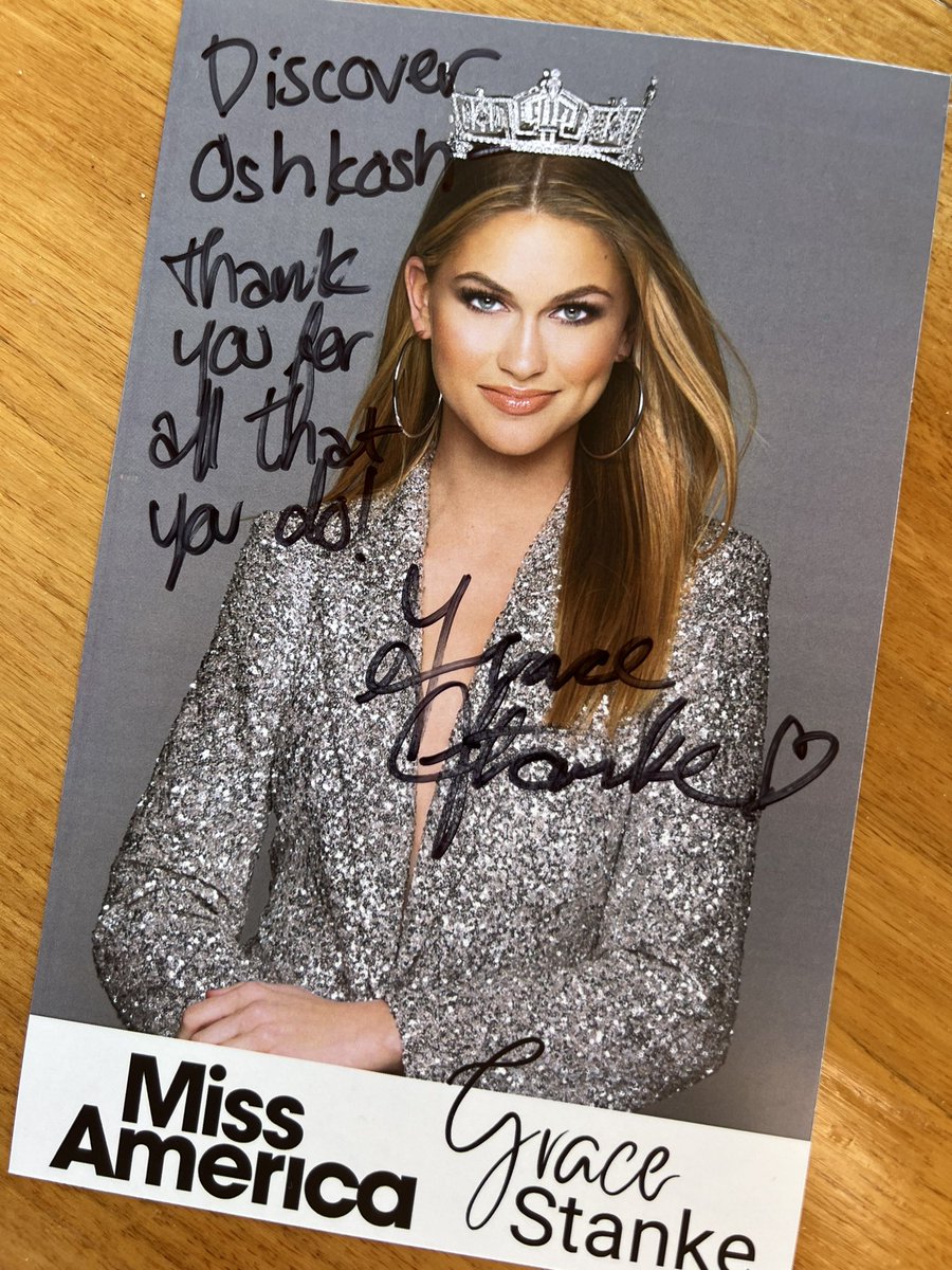 visitoshkosh's tweet photo. Welcome (back) to Oshkosh, Miss America! Grace Stanke was crowned Miss Wisconsin in Oshkosh &amp; she returns on her homecoming tour as the newly crowned Miss America! 👑 @MissAmerica @misswis @CityofOshkosh @OshkoshMuseum #discoveroshkosh https://t.co/czzT8FsqEL