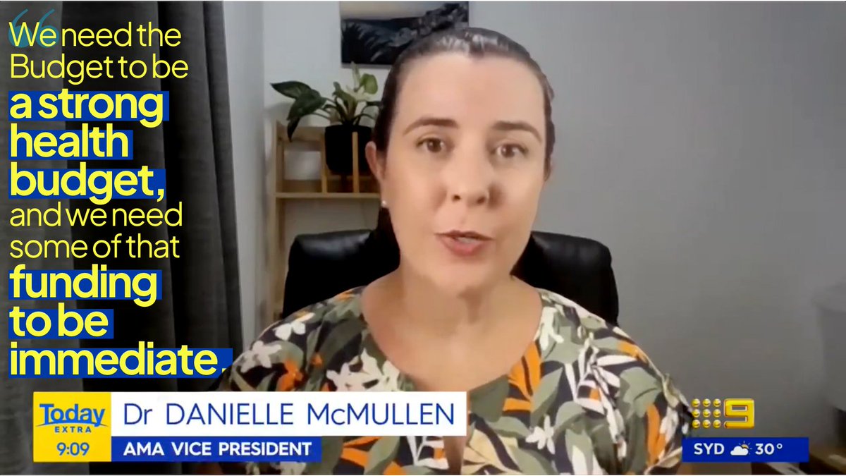 AMA Vice President Dr Danielle McMullen spoke with Today Extra about the decline in GPs bulk billing. She said the Medicare rebate had not kept pace with increased costs of living and running a GP practice, and govts need to better fund primary care.

9now.nine.com.au/today/bulk-bil…