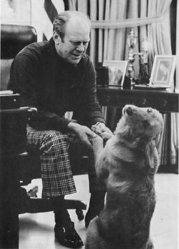 houndsofhope's tweet image. Ford's golden #retriever Liberty signed autographs with a rubber stamp of her paw print! #FirstDogs #PresidentsDay