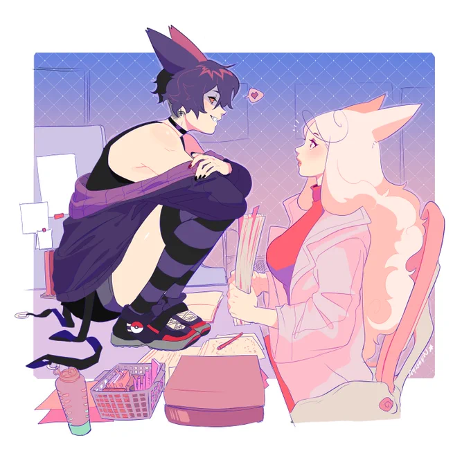 Kii x Umii !!Gengar and Clefable gijinka 