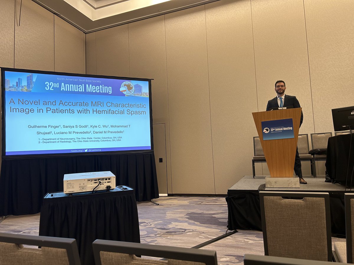 Great pleasure to participate at the <a href="/NASBSorg/">NASBS</a> and to present two of the projects that we have worked on at the  <a href="/OSUWexMed/">The Ohio State University Wexner Medical Center</a>. 
Thank you <a href="/PrevedelloDanny/">Danny Prevedello</a> and <a href="/carrau_l/">ricardo l. carrau</a> for the mentorship and <a href="/KyleWuMD/">Kyle Wu</a>, <a href="/JoshVignolles/">Josh Vignolles-Jeong</a>, <a href="/drviviankaul/">Vivian Zhu</a> and <a href="/NeurosurgeryOSU/">Ohio State Neurosurgery Residency</a> for all your help.