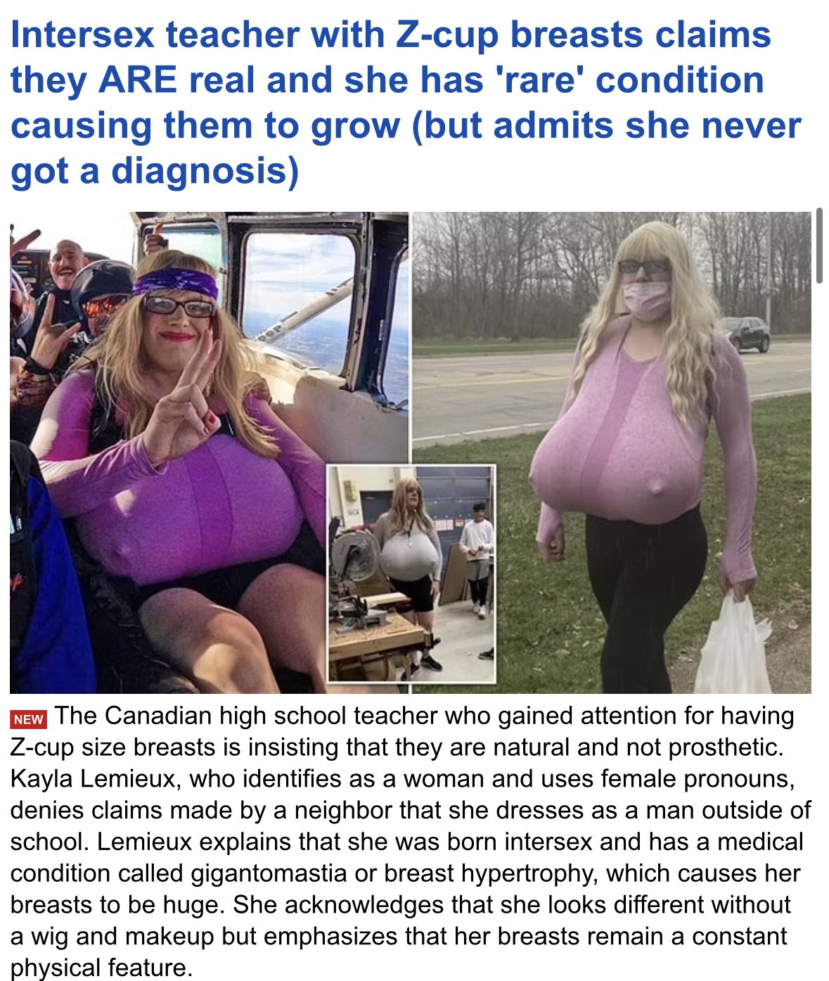 Oli London on X: The Canadian Trans teacher who sparked outrage for  wearing Z Cup prosthetic breasts while teaching children at a school is now  claiming they are REAL breasts and they