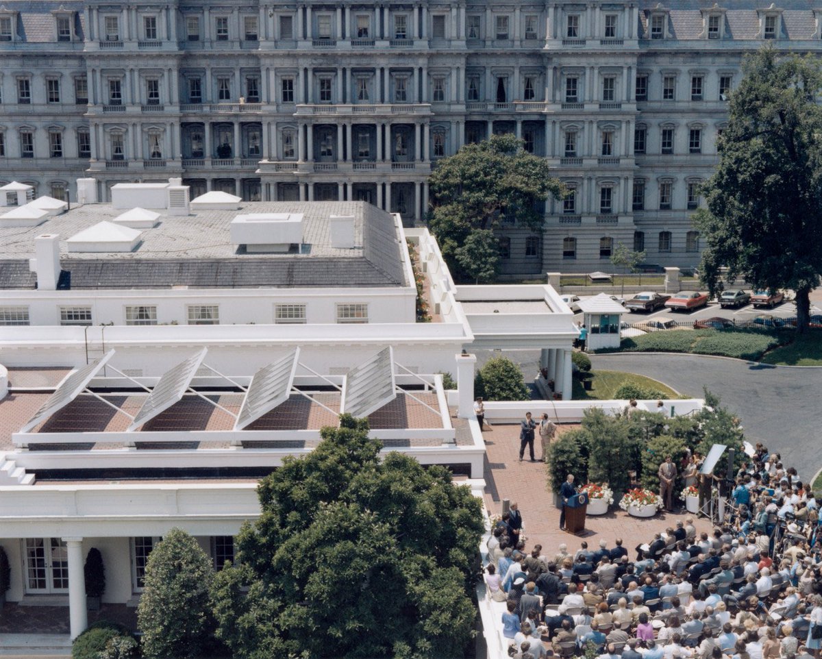 CostaSamaras46's tweet photo. You may know that President Carter put solar panels on West Wing to heat hot water. But you should read the speech he gave dedicating the solar panels, in front of a crowd on top of the Press Briefing Room. A true visionary. Thank you, President Carter. https://t.co/YV5DhNzesl. https://t.co/zadh9u3qu0