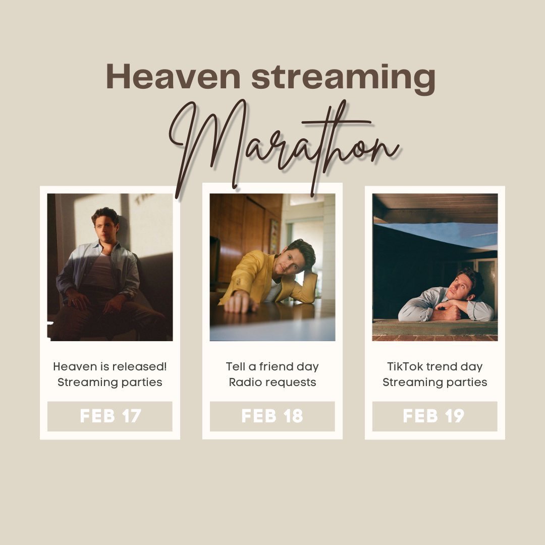 niallontours's tweet photo. STREAMING PROJECT FOR #HEAVEN 

Join us all week on this streaming marathon!! @NiallOfficial  we need all your help to increase the streams of #Heaven and request everywhere! Let’s do this ☁️ https://t.co/mcoXt12eNA