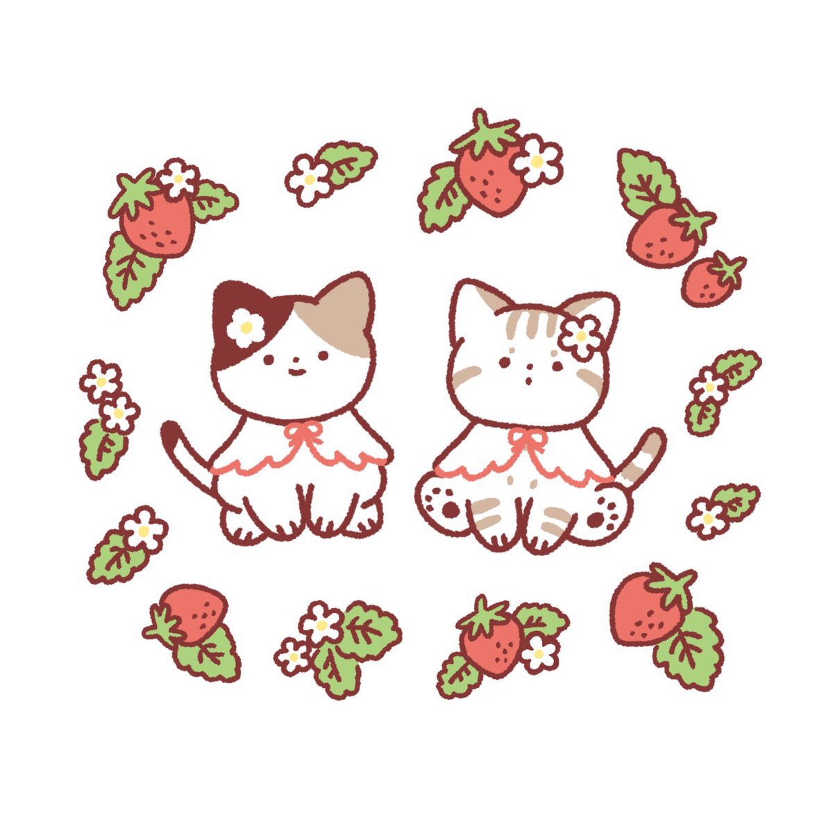 いちご🍓
#illustration #ゆるいイラスト #猫 #cats