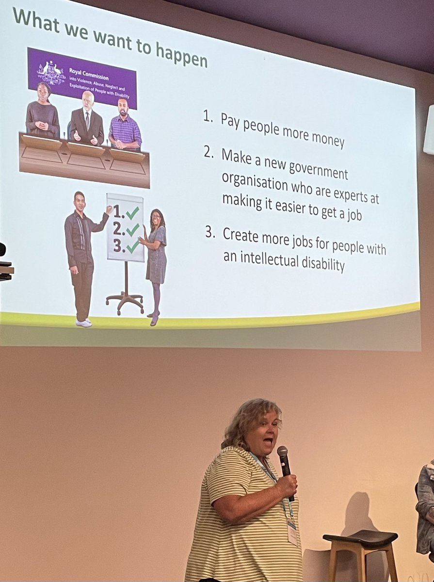 inclusionoz's tweet photo. Our CEO Catherine McAlpine talking at the @VALID_Inc Having a Say conference about what needs to change in the employment system for people with an intellectual disability #HaS2023 #HavingASay #EqualPayEqualRespect https://t.co/RIpoMvVL0g