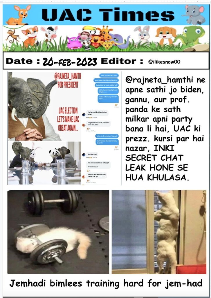 uac_times's tweet photo. आज की mind blowing समाचार!
President:@Croco_indic
Emditor: @ilikesnow00
Chor Reporters: @King_Dogxxter @i_am_BilliAm_ @rajneta_hamthi @__Saffron_Fire_ @Goru3112 @mini_tiwari_ @Aamani_03
#UACTimes ❤️🙏 https://t.co/UgcMzQ8OJp