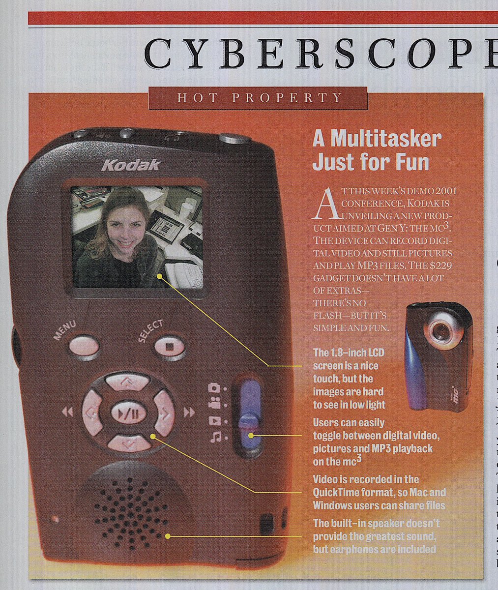 RetroNewsNow on Twitter "Kodak’s mc3 — camera, camcorder and MP3 player (2001)"