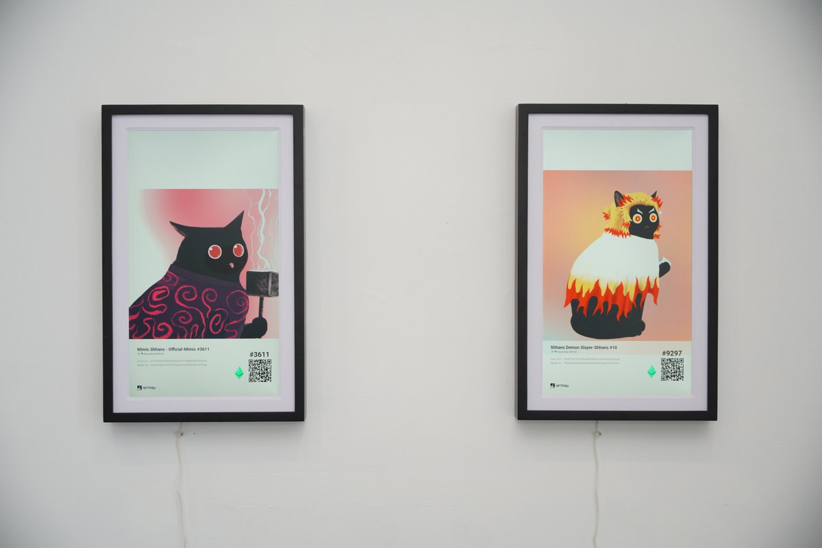 #NFTPlay is honored to be invited by <a href="/jackookk/">JOY CATS ᚠ🐈‍⬛</a> to participate in Shhan Art Exhibition and display <a href="/shhan1211/">SHHAN</a> <a href="/MimicShhans/">MIMIC SHHANS Official 🐈‍⬛</a> as a special #NFTs display device.🖼️🐈‍⬛

We also met many old and new friends at the exhibition, and felt everyone's love and support for NFT. 💗🫡
