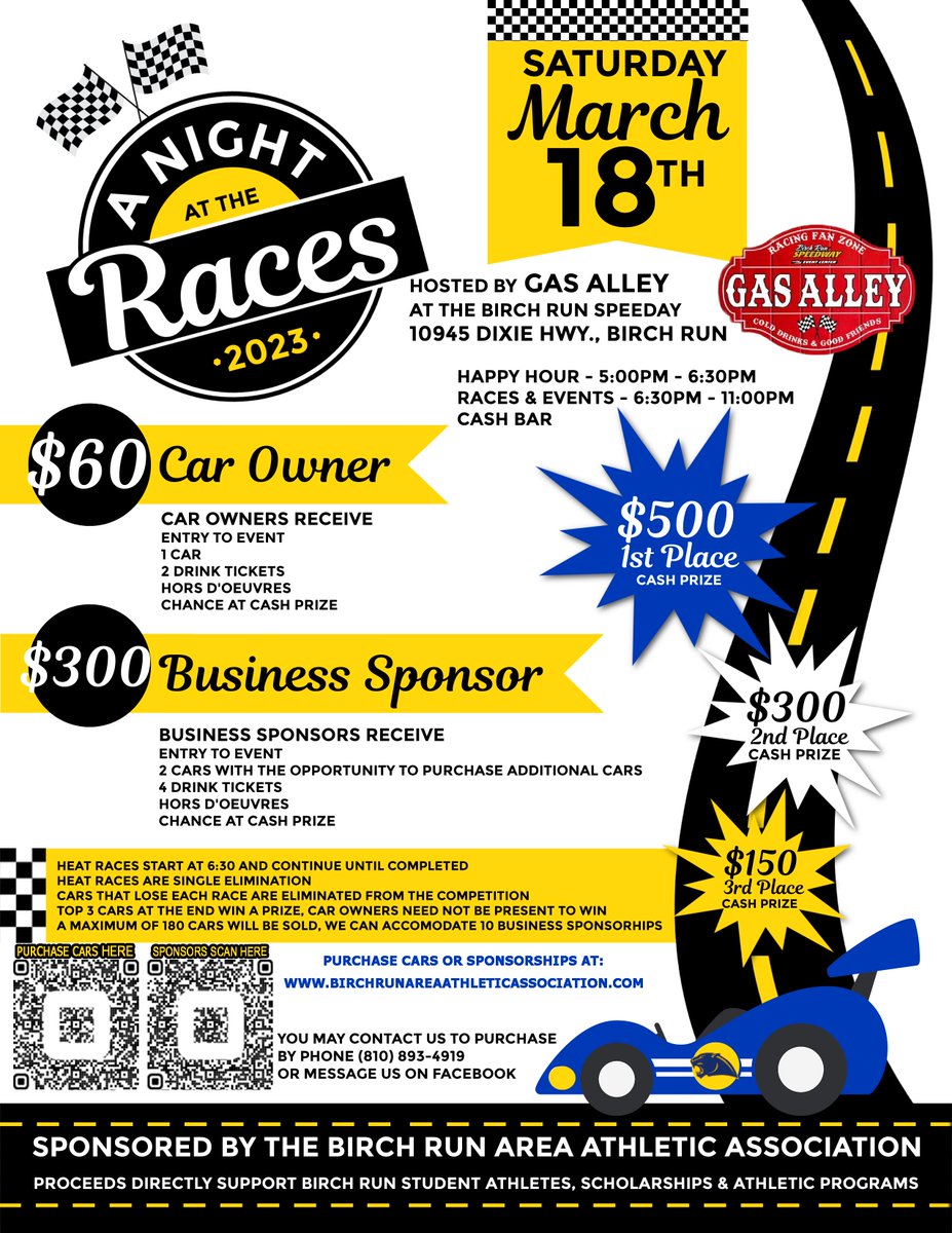 #NightAtTheRaces hosted by <a href="/BR_speedway/">Birch Run Speedway</a> on March 18th! Complimentary food, drink tickets, cash prizes, best dressed and more! tny.wtf/H87RB
