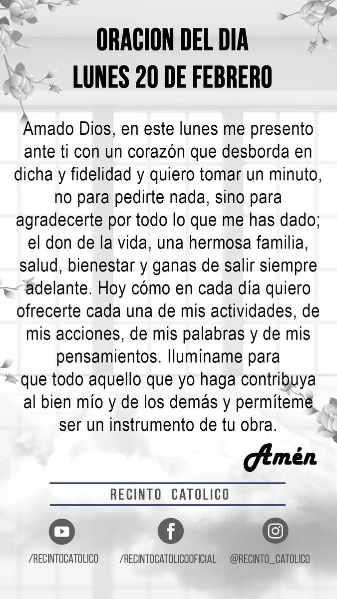 oracionsanadora's tweet photo. Oración del día Lunes 20 de febrero de 2023. https://t.co/oCM9q8oNvT