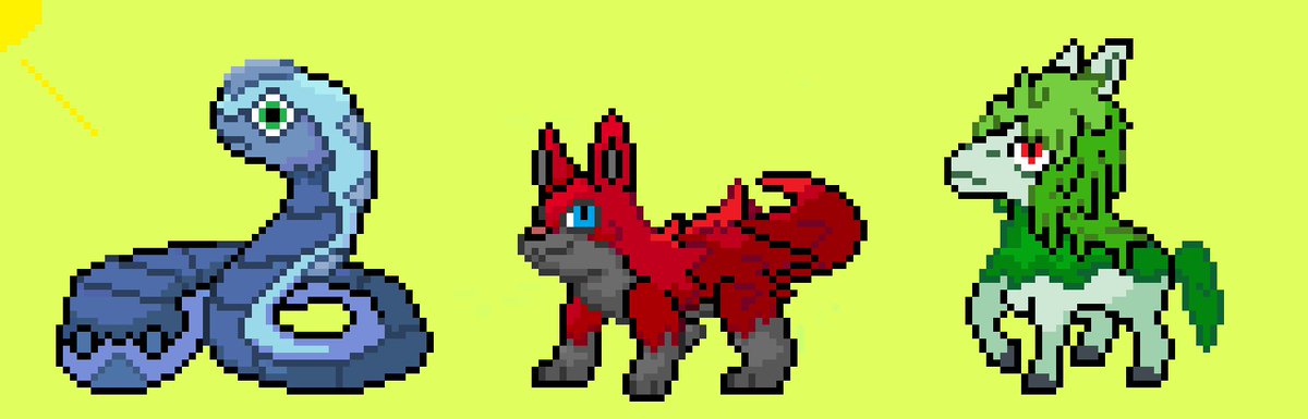 DevBeryl's tweet photo. @AeroViro @Zimmly You know since this could be fun
Here’s my funny Starter trio for a Fandex if you wanna take a swing at one of them
Based on the Children of Loki with Jormangandr(Water/Ghost), Fenrir(Fire/Dark), and Sleipnir(Grass/Fairy)
I can elaborate on inspirations. https://t.co/coS7Kfkzds