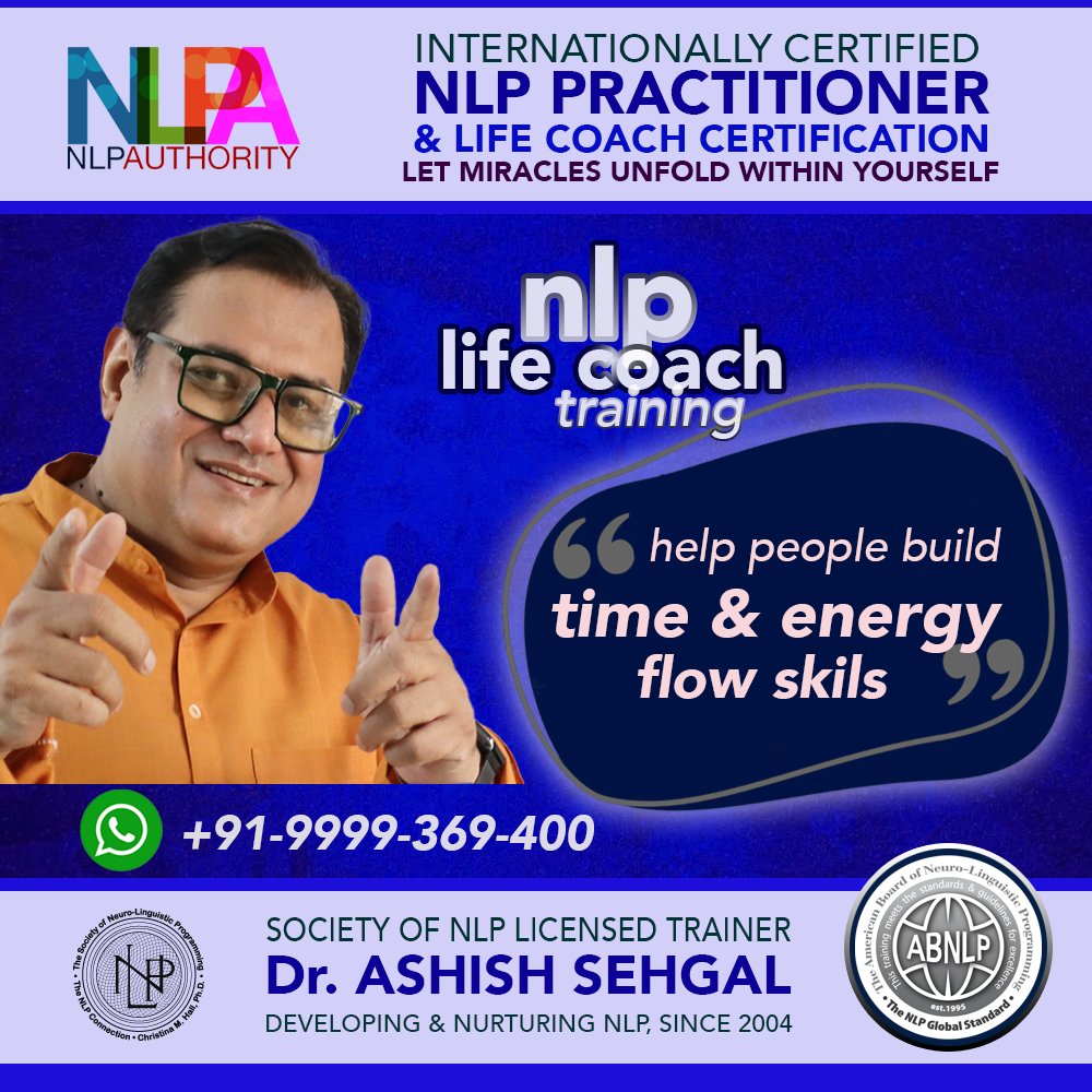ashishsehgal's tweet image. Explore new ways to maximize your time and energy with ABNLP Certified NLP Training. Learn the skills needed to stay focused and on top of your game! SignUp for a Free Interactive Session at NLPA.in
#nlp #abnlp #behavioralmodeling #mindshiftskills #nlptraining