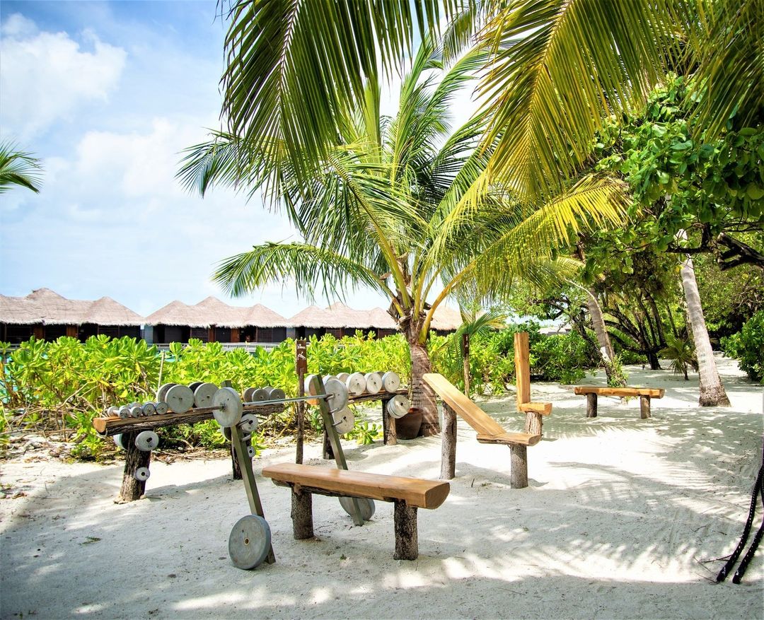 Maintain your fitness regime while you're on holiday. Visit our Cocofit Outdoor Gym to feel good and look good. #SheratonMaldives #YourWelcomeAwaits #MarriottBonvoy #VisitMaldives #SunnySideOfLife #DreamDestination