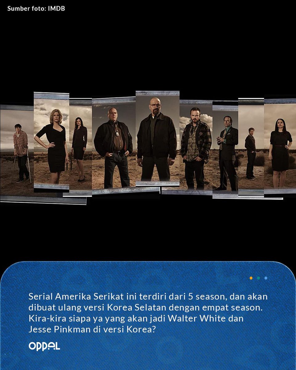 oppal_id's tweet photo. Siapa yang dulu suka nonton serial Breaking Bad?
Kabarnya serial Amerika ini akan dibuat ulang versi Korea Selatan,gengs!
Kira-kira siapa ya yang meranin?
#breakingbad #serialamerican #oppalentertainment #entertainmentoppal #oppal #serialkorea https://t.co/ztuW0VA00n