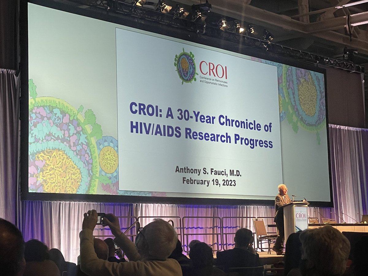 MMarinSc's tweet photo. Phenomenal start of #CROI2023 with 
Yvette Raphael advocating for Black Women living with HIV communities and Anthony Fauci reviewing the 30 years of science at CROI. https://t.co/r8PstenugT