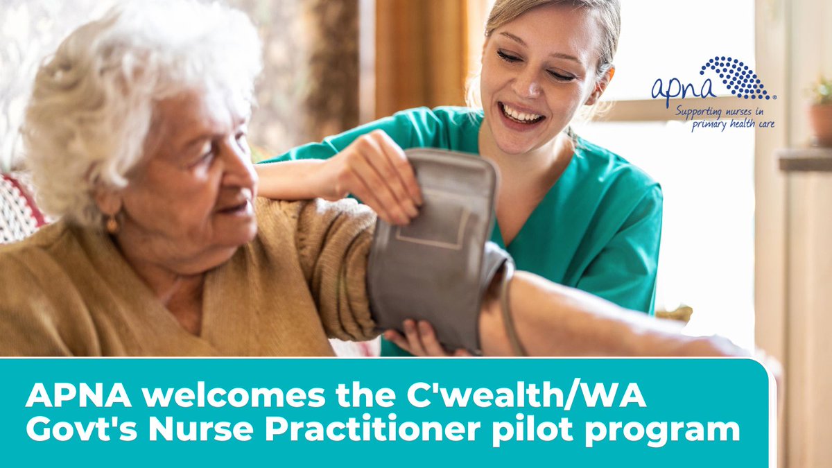 APNA welcomes the announcement of a #NursePractitioner Team-based Care Program. This is a progressive pilot placing more skilled NPs where health care is needed.
We look forward to working with the C'wealth &amp; WA Govts on this pilot.
#primaryhealthcare #nurses #valued #visible