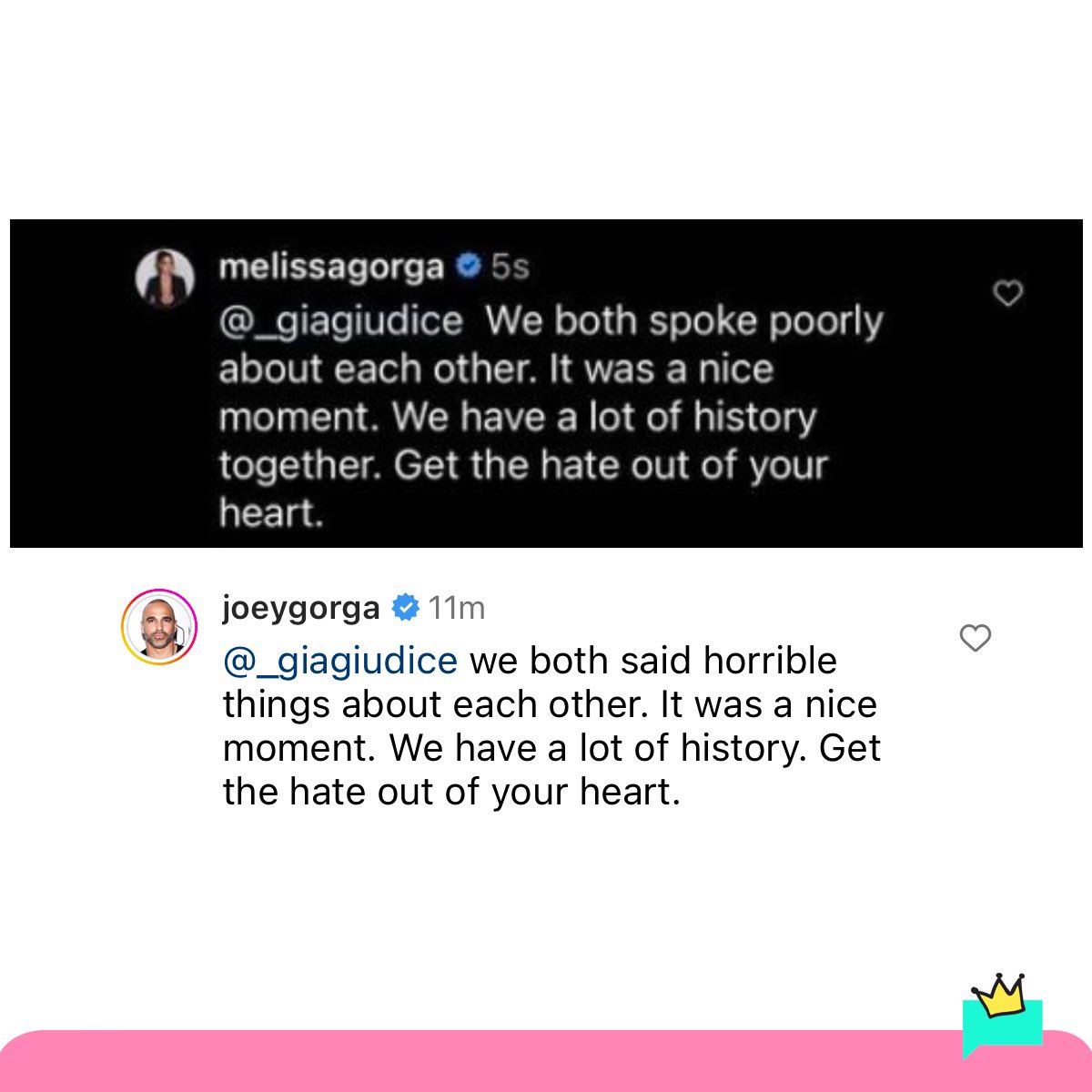 queensofbravo's tweet image. Melissa replied to Gia, then deleted it, then Joe replied to Gia OMG #RHONJ