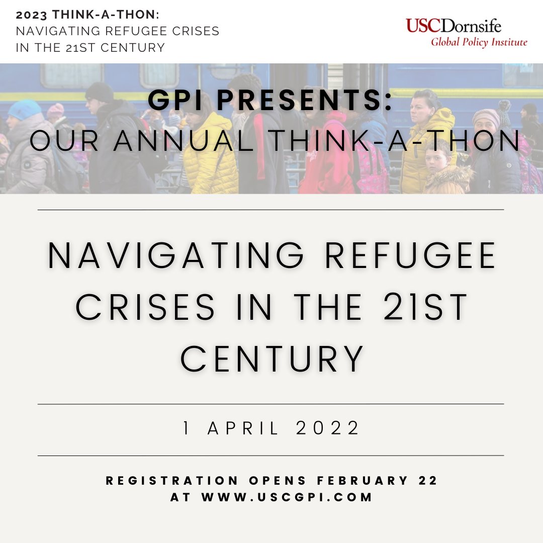 USC GPI is proud to announce our annual THINK-A-THON will be happening on April 1st, 2023! Be on the lookout to form teams for the premiere IR-based case competition on campus. Sign ups open later this week!