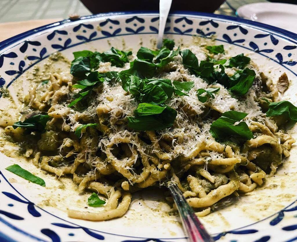 Trofie alla Genovese, with basil from my basement hydroponics workshop. 
Small rewards for Sunday supper.
#pastanight instagr.am/p/Co3pGBJt3Fv/