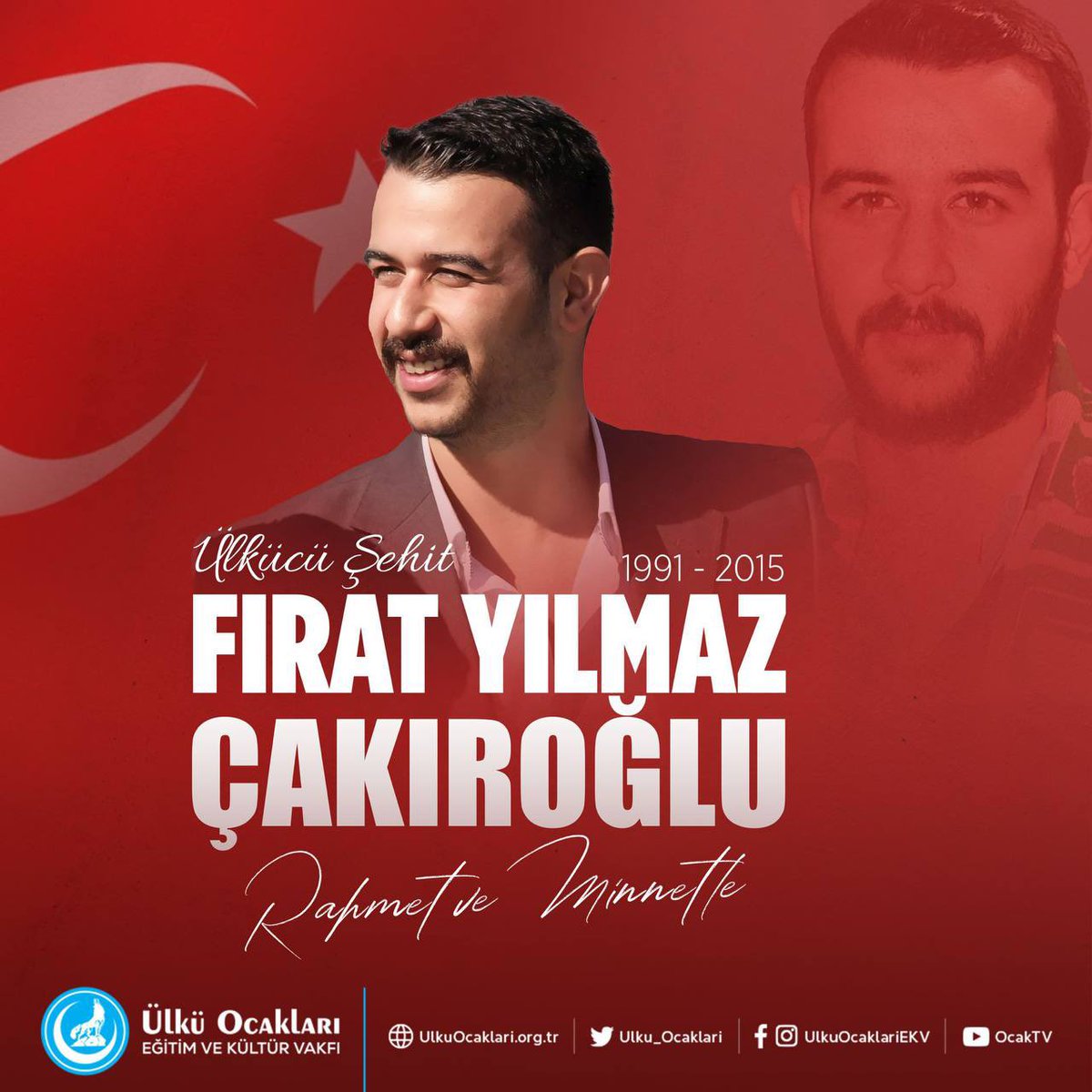 Ege Üniversitesinde eğitimini sürdürürken pkklı teröristlerin kalleş saldırısı sonucu şehadete eren, tarih okurken tarih yazan dava arkadaşımız, Ülkücü Şehidimiz #FıratYılmazÇakıroğlu’nu şehadetinin yıl dönümünde rahmet ve dualarla anıyorum. 

Aziz ruhu şâd olsun.🇹🇷