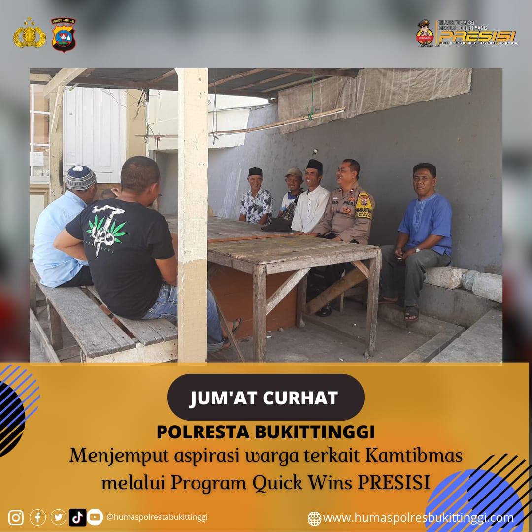 BKTM_PPK's tweet photo. Melalui Program Quick Wins PRESISI Jum'at Curhat Polresta Bukittinggi Menjemput aspirasi warga terkait Kamtibmas 

#polrestabukittinggi 
#jumatcurhat 
#poldasumbar 
#divisihumaspolri 
#quickwinspresisi https://t.co/3rQwmJPGva