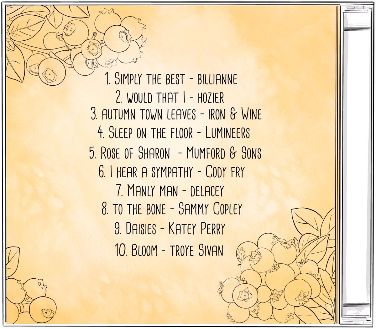 Hey_Its_Deni's tweet photo. I love making playlists, especially for my characters! I was going through my old cds and wanted to make a cute mixtape cd case cover/ back for my character Myrmi! You can listen to this on Spotify https://t.co/HfWsJ36AVg 

#playlist #mixtape https://t.co/hvAlYDjYhA
