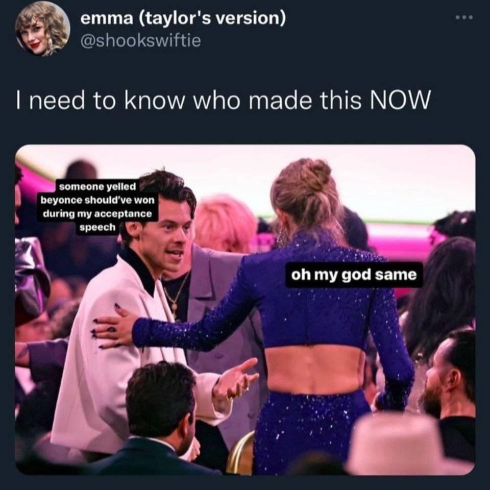 tahnee_joy's tweet photo. 😂👏🏻 #Grammys2023 #HarryStyles #taylorswift https://t.co/ggbQ1cH9B8