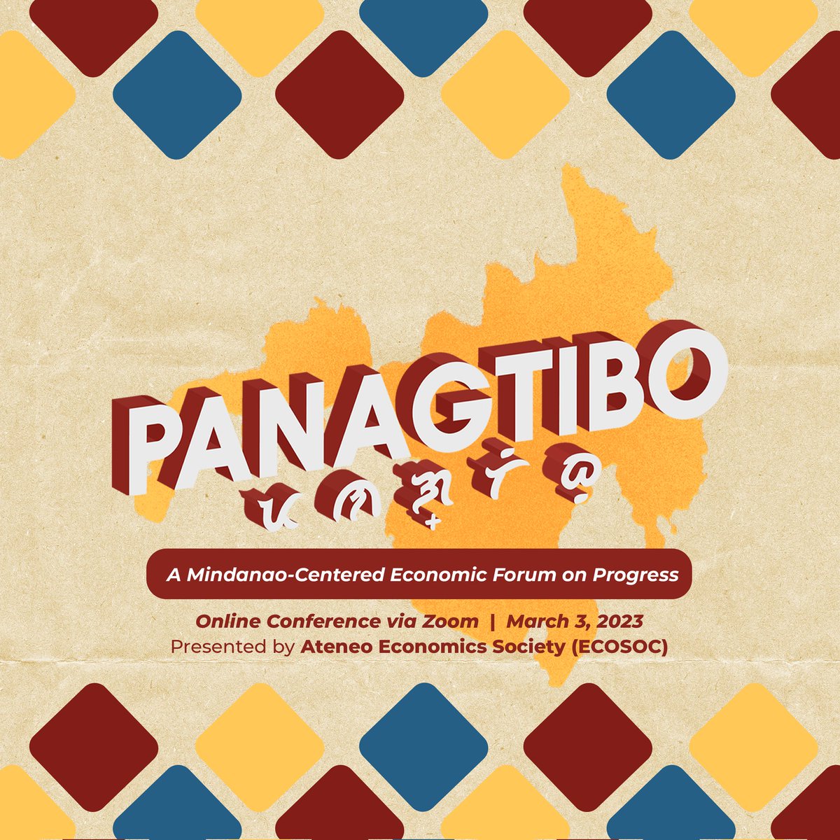 AdDU_ECOSOC's tweet photo. Be part in shaping a prosperous future at Panagtibo: A Mindanao-Centered Economic Forum On Progress. 🇵🇭

Join us as we engage in meaningful discussions, exchange fresh perspectives, &amp; find innovative solutions toward progress. ❤️

Register here: https://t.co/RXD20LtNQQ https://t.co/4bYS6HiOIW