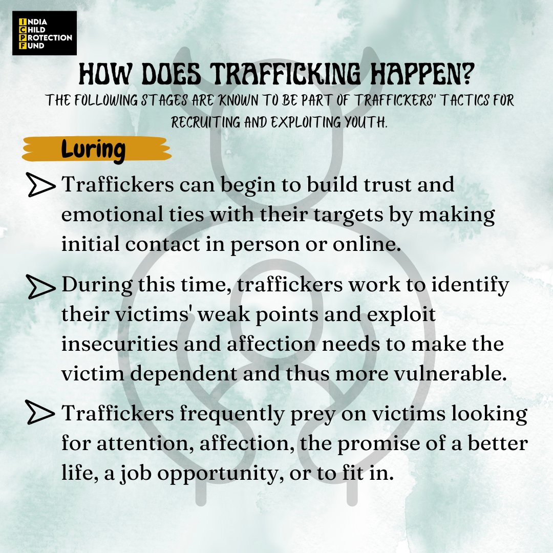 IndiaCPOrg's tweet photo. Trafficking occurs when kids and teens are fooled, coerced, or convinced to leave their families, moved, or transported, then exploited, made to work, or sold.
#notrafficking #protectchildren #safeinternet #digitalsafety #noexploitation https://t.co/c9VdOAWS0T
