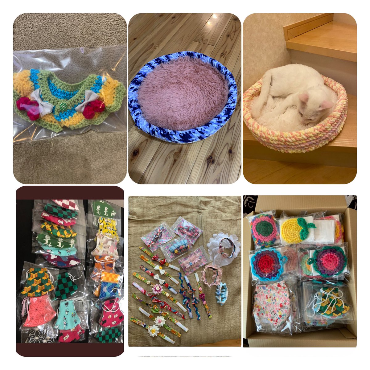 1_taketoyo's tweet photo. ウチの90歳のお婆ちゃんが
自分の小遣いで材料を買い
朝から晩まで作り続け
何百という数　支援物資として各県の保護ボラさんに送って来たグッズを批判するツイートを見た

坊主憎けりゃなんとかですか？
人の好意も批判ですか？
今回限りで支援物資作成終了します

猫の為に頑張ってきたのに
残念です https://t.co/EowX6NVSWL