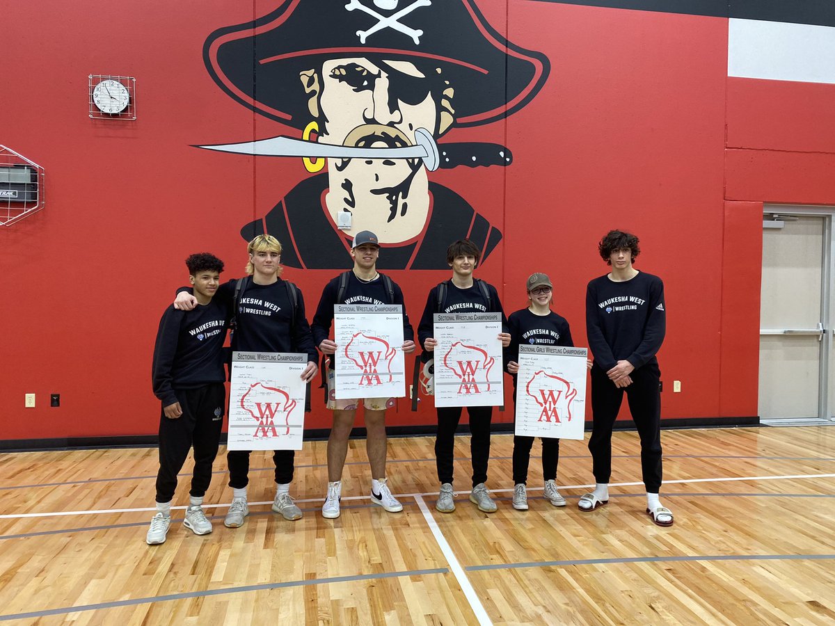 HMLuecke's tweet photo. Congrats to the 2023 WI State Wrestling qualifiers from Waukesha West High School:Bryan, Xander, Nelson, Xavier, Elliott, and Isaiah! @nelson_luecke @CoachSheehan12 @WolverineWrest https://t.co/D8uasBHJxn