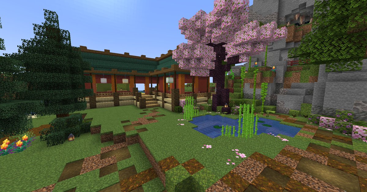 Wollohmas's tweet photo. Long Time no see! I've decided to build on the Minecraft Snapshot and challenged myself to use all Overworld Woods + the new blocks in a build! Sorry for being a bit late. 😅 https://t.co/LGJ5blirhv