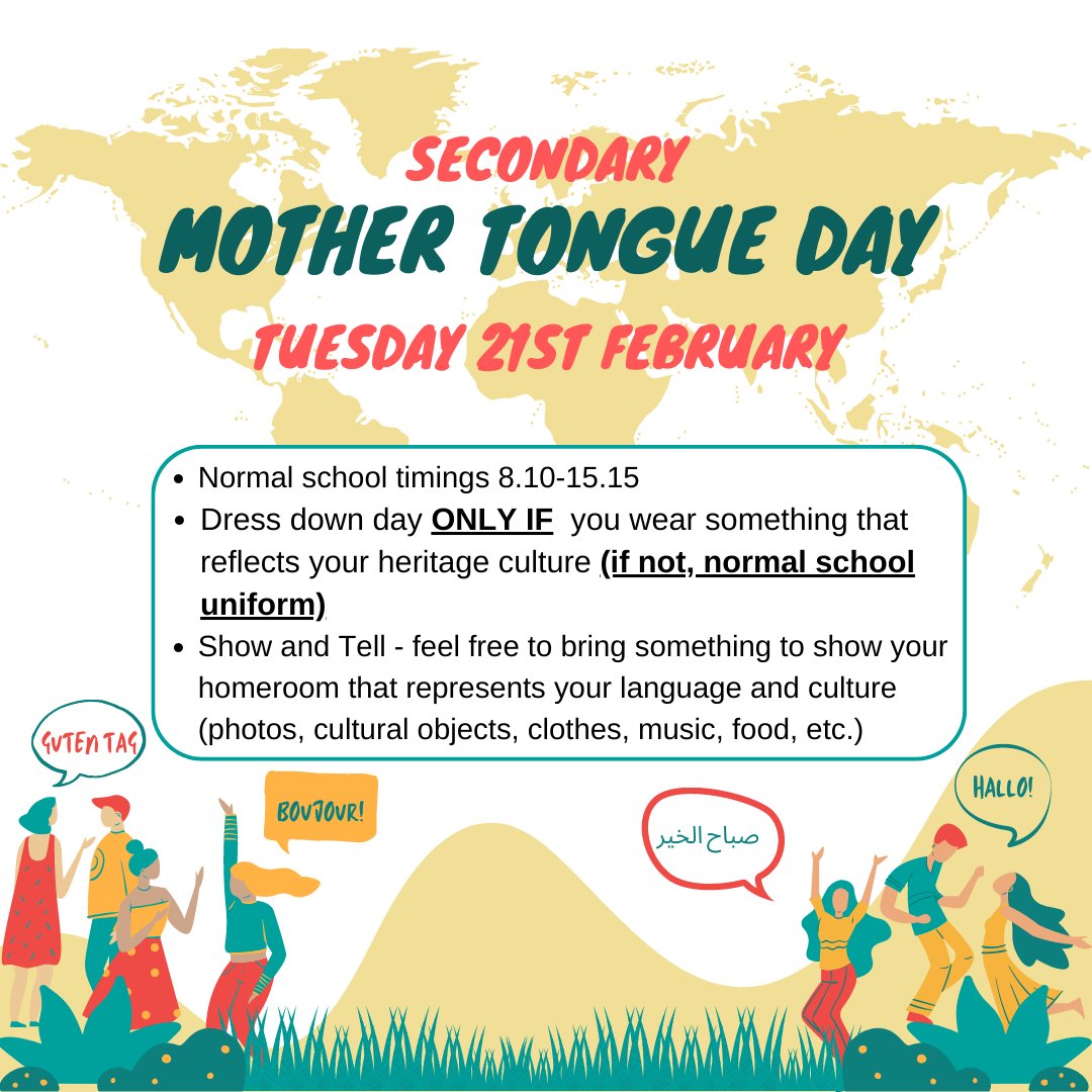 mflteacherwill1's tweet photo. Tomorrow @UNESCO celebrates International Mother Language Day and #WeRGIS MYP students will learn 3 different languages, taught by teachers, students and parents! This year's theme is "multilingual education - a necessity to transform education" #MotherTongueDay @iborganization https://t.co/zQRbdKh0wy