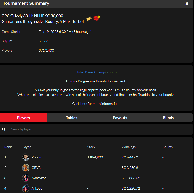We are the Champions, my friend!!! Summoned my inner <a href="/Dan__Zack/">Daniel Zack</a> and got 1st Place <a href="/official_glp/">Global Poker</a>  in the SC 30,000 GTD Grizzly Trophy Event!!! 

Shout out to <a href="/PTR_tvCSGO/">Peter Gurney</a> <a href="/NickeLNin9/">NickeL 9</a> <a href="/KenSumner11/">WizOfAz</a> !!