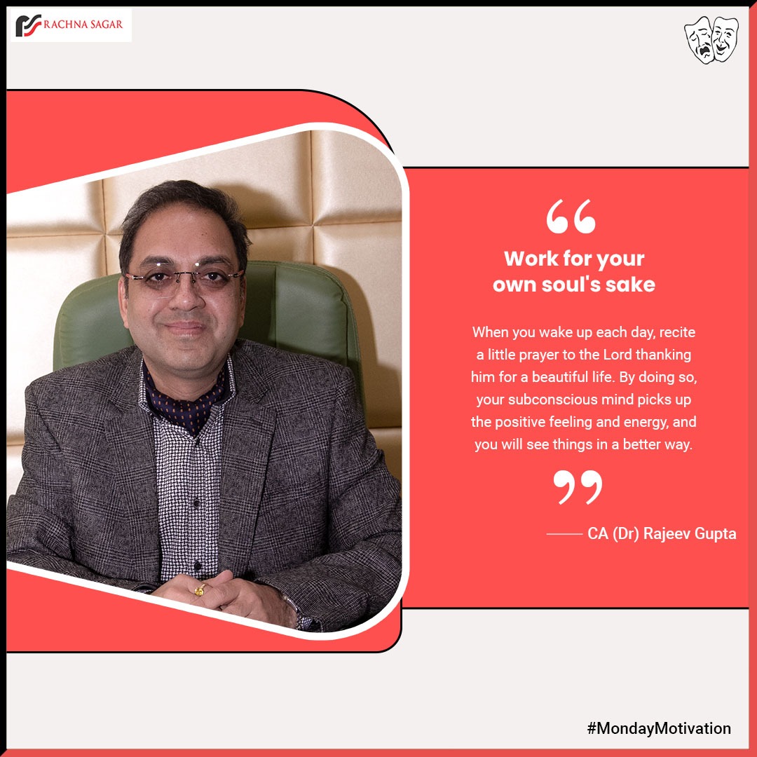 rachnasagargrp's tweet photo. CA-DR Rajeev Gupta Thought | #MondayMotivation
"Work for your own soul's sake"
#Monday #Leadership #RightThings #MondayMorning #MondayMotivation #MondayMood #MondayVibes #MondayMorning #CA_DR_RajeevGupta #Patience #MotivationalQuotes #Quotes #Motivation #RSPL #RachnaSagar https://t.co/0nOIyLzHVV