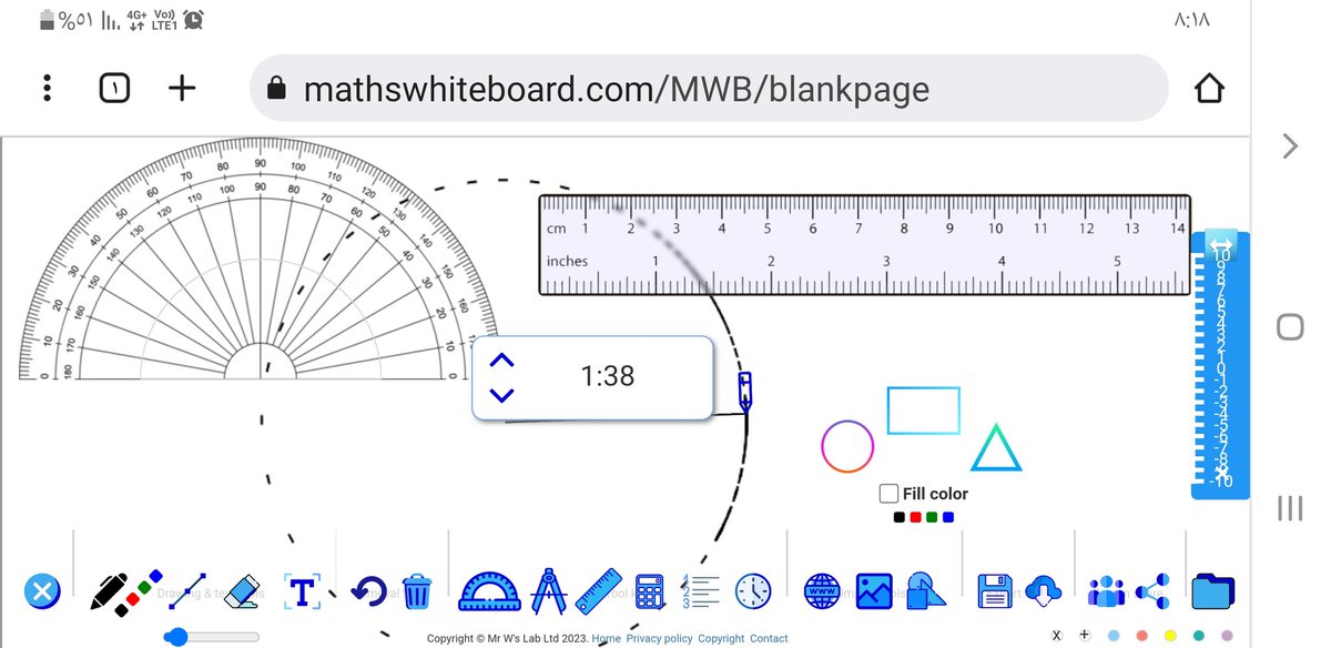 سبورة أون لاين تحتوي على أدوات للرياضيات
mathswhiteboard.com/MWB/blankpage
للاستخدام بالجوال
نختار إصدار سطح المكتب