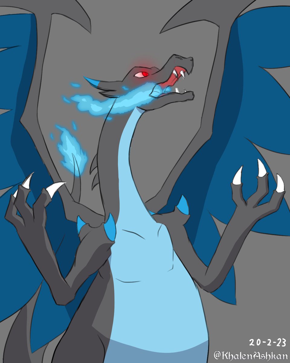 KhalenAshkan's tweet photo. Well continuing with my journey to complete the pokemon team here is the version of Mega Charizard Y #pokemon #charizard #charizardy #myart #digitalart #ArtistOnTwitter https://t.co/r77JXjZ4Sq