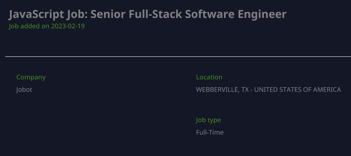 fullstackjob's tweet image. New JavaScript Job: Senior Full-Stack Software Engineer
#javascript #react #typescript #reactnative #flask #techjobs #devjobs
javascriptjob.xyz/job/2LxtkefmsR…